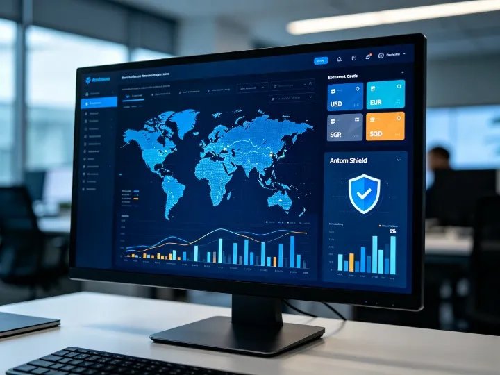 Antom global payment operations dashboard and shield risk management interface