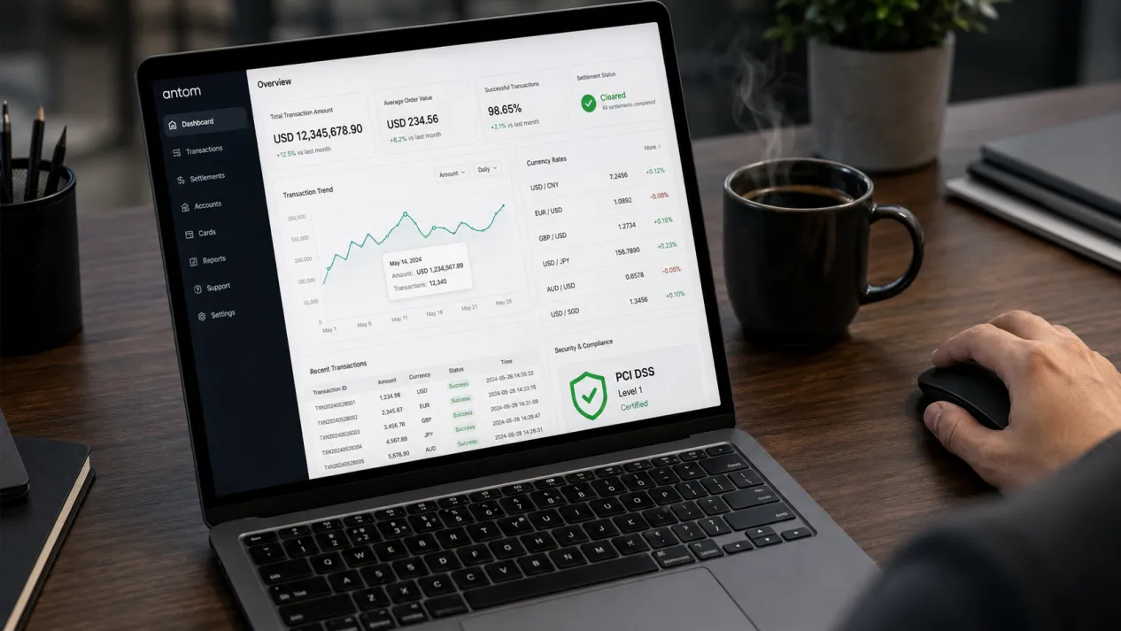 Antom secure global payment orchestration dashboard