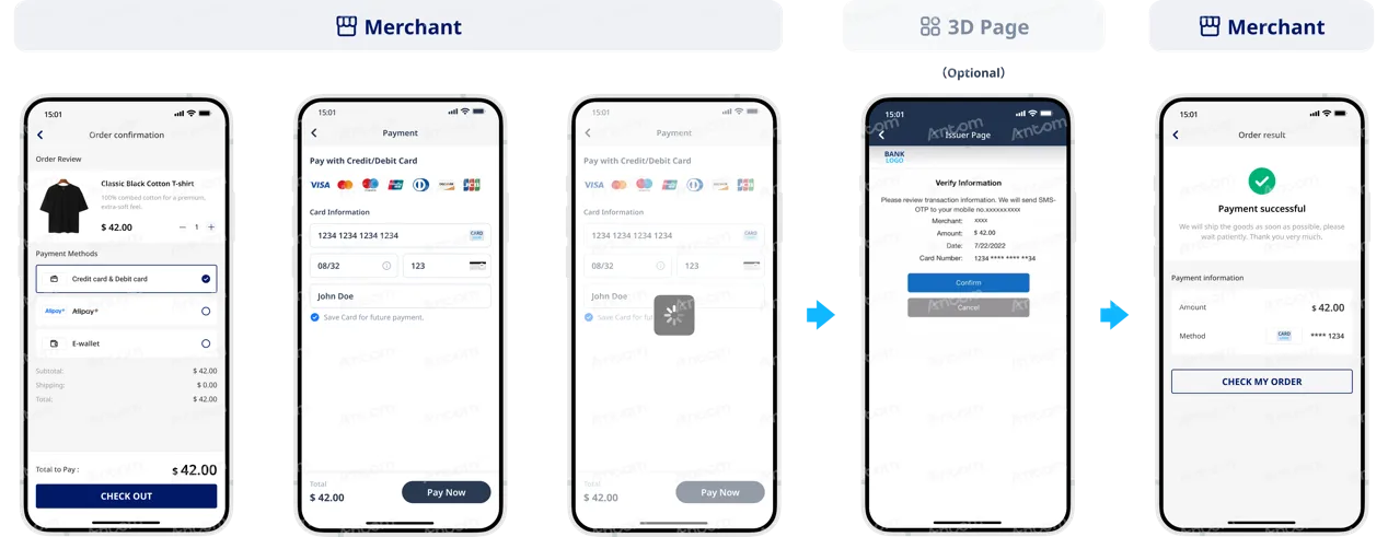 Discover API integration first-time payment process through app