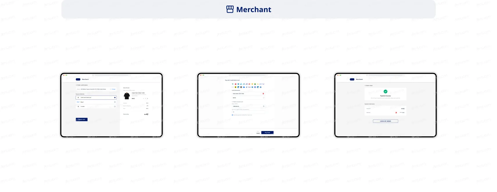 Non-authenticated payment PCI qualified API integration first-time payment through web (individual card)