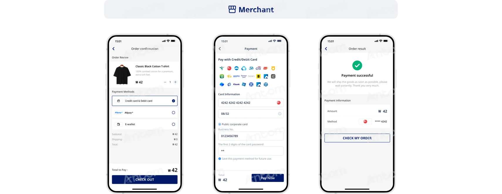 Non-authenticated payment PCI qualified API integration first-time payment through app