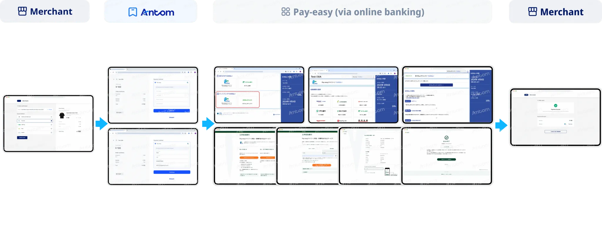 Pay easy 网银转账 Antom Web支付方式示意图