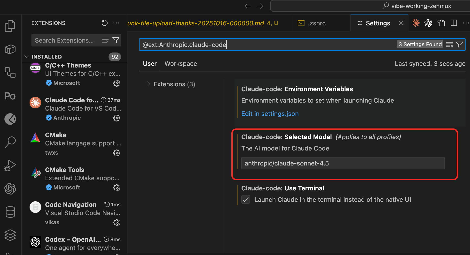 VSCode Claude Code Extension Configuration