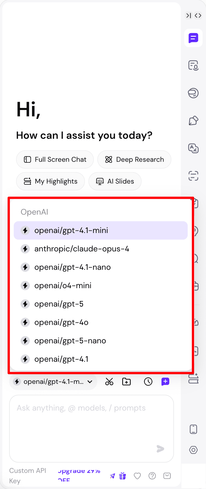 Sider OpenAI Settings