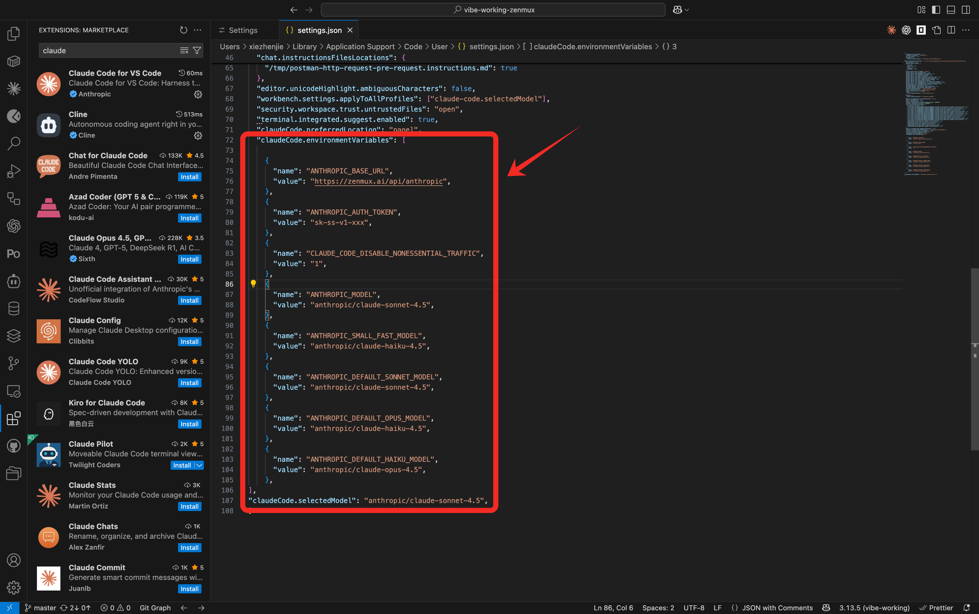 Configure model and environment variables