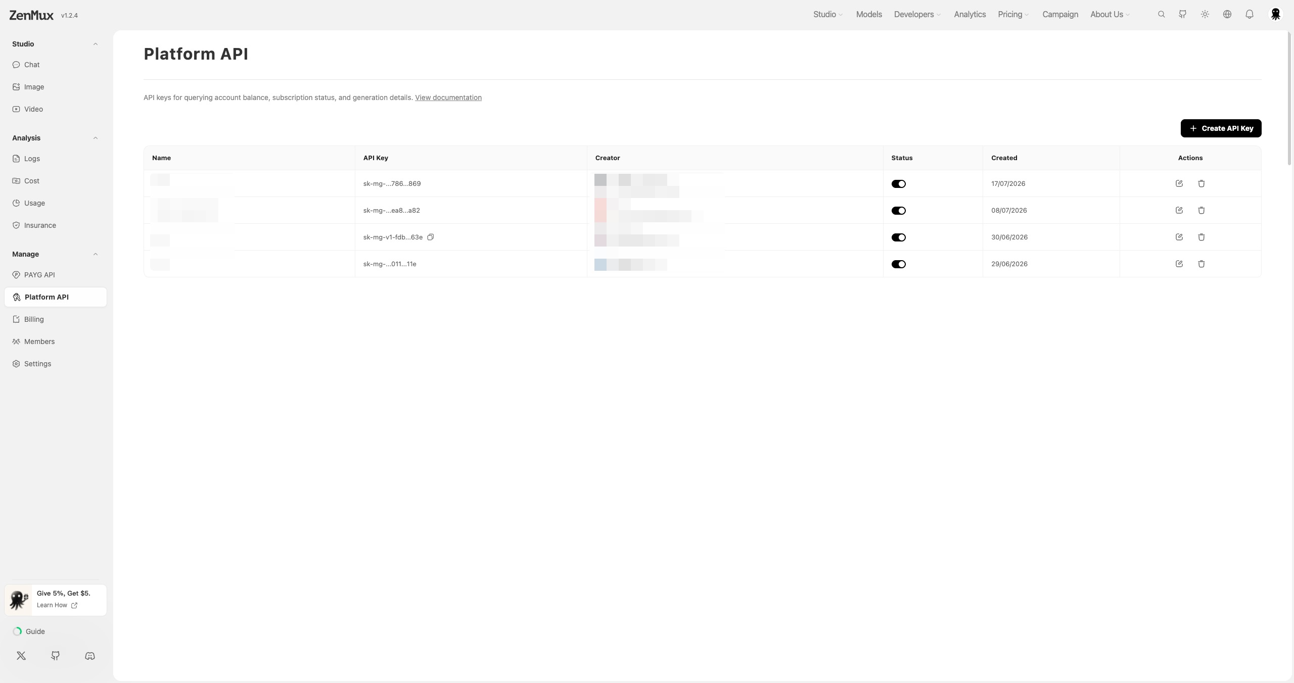 管理组织 API Key2